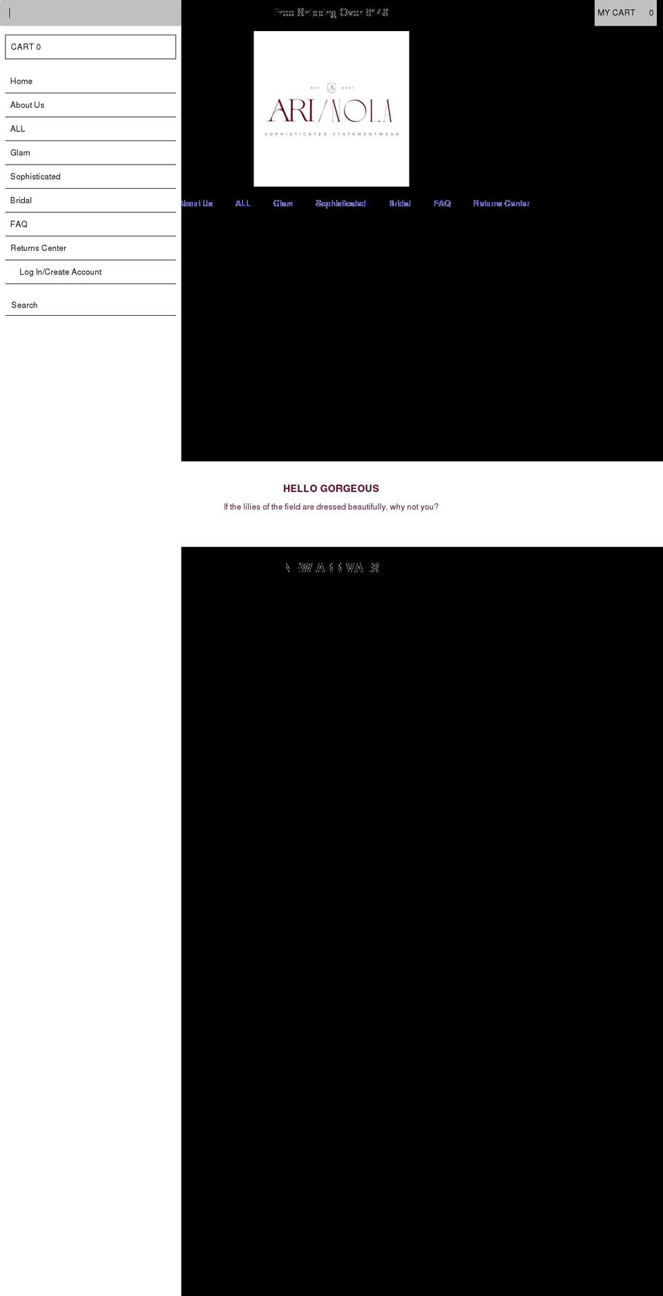 ari-nola.com shopify website screenshot