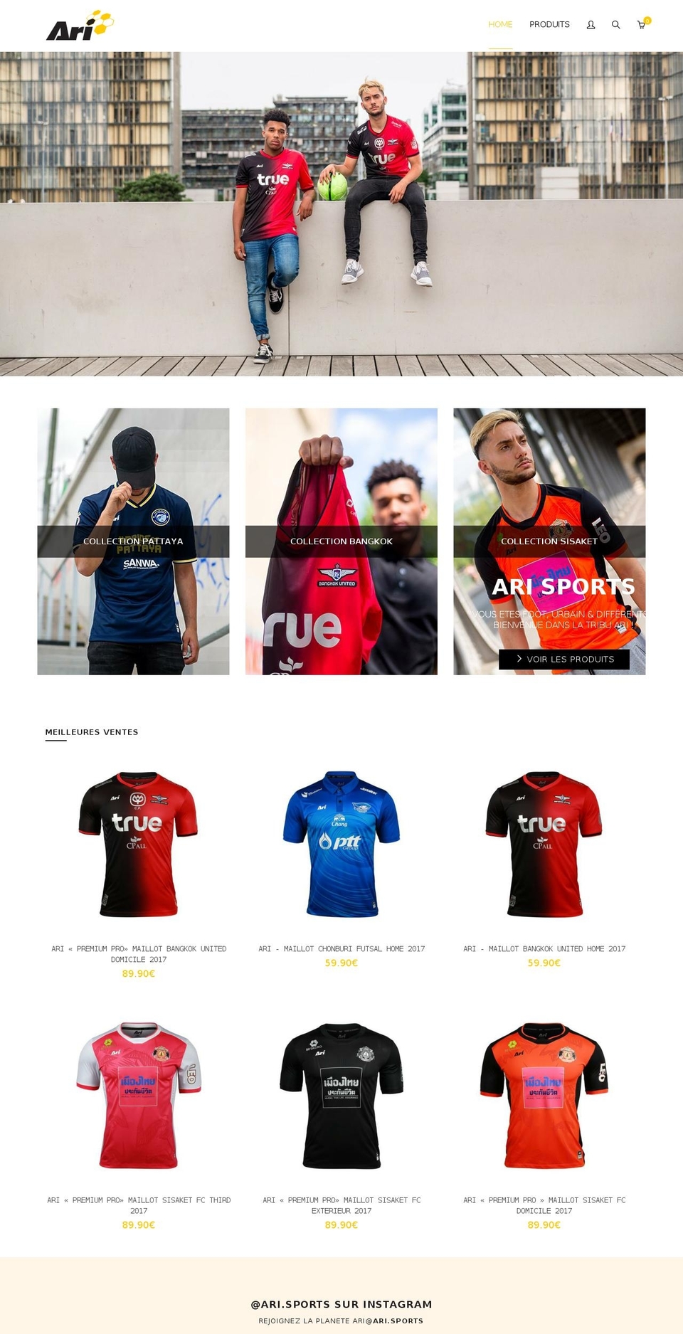 ari.football shopify website screenshot