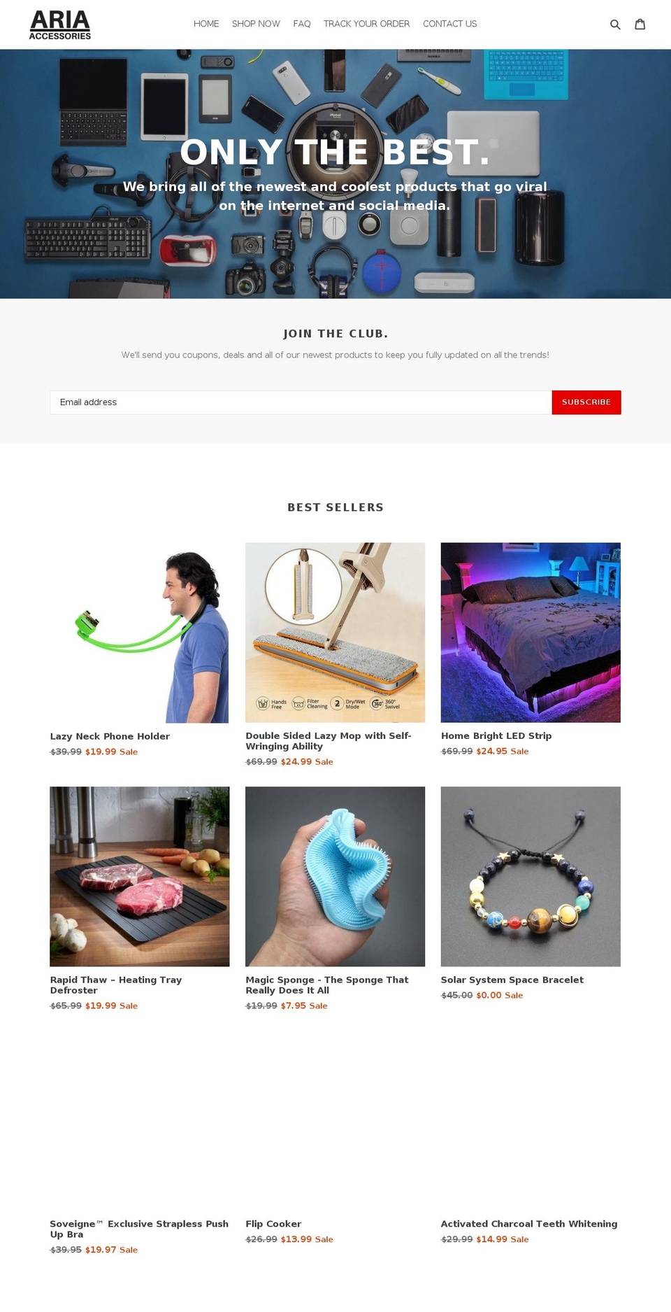 ariaaccessories.com — Shopify storefront screenshot