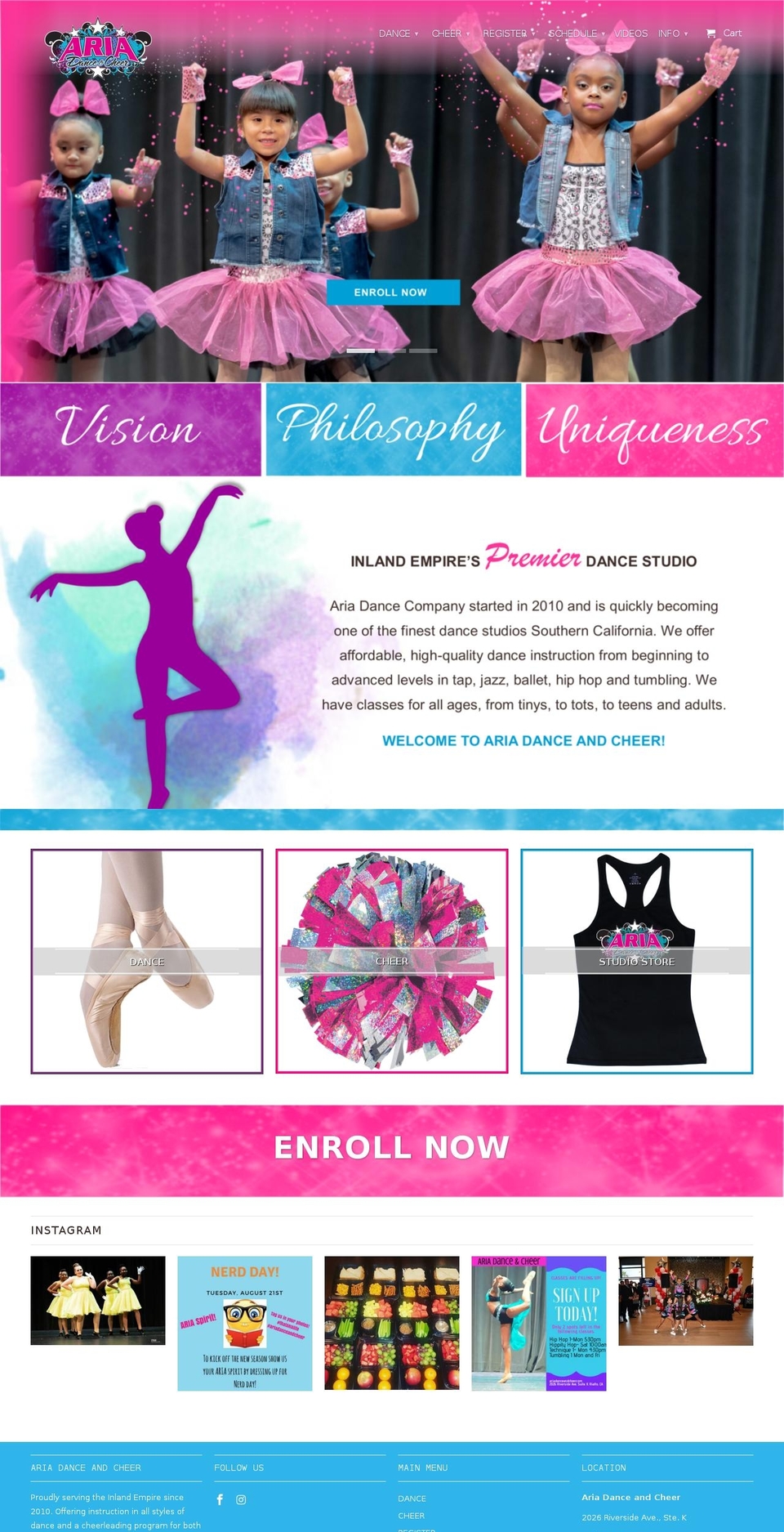 ariadanceco.com shopify website screenshot
