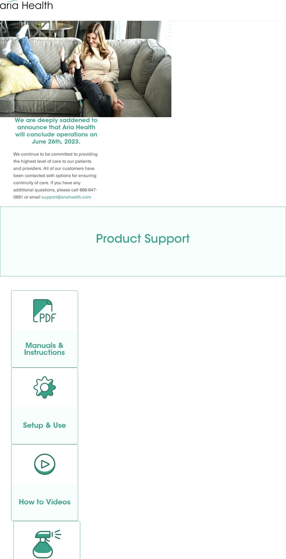 ariahealth.com shopify website screenshot