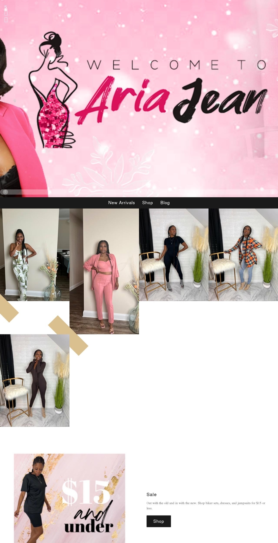 ariajean.com shopify website screenshot