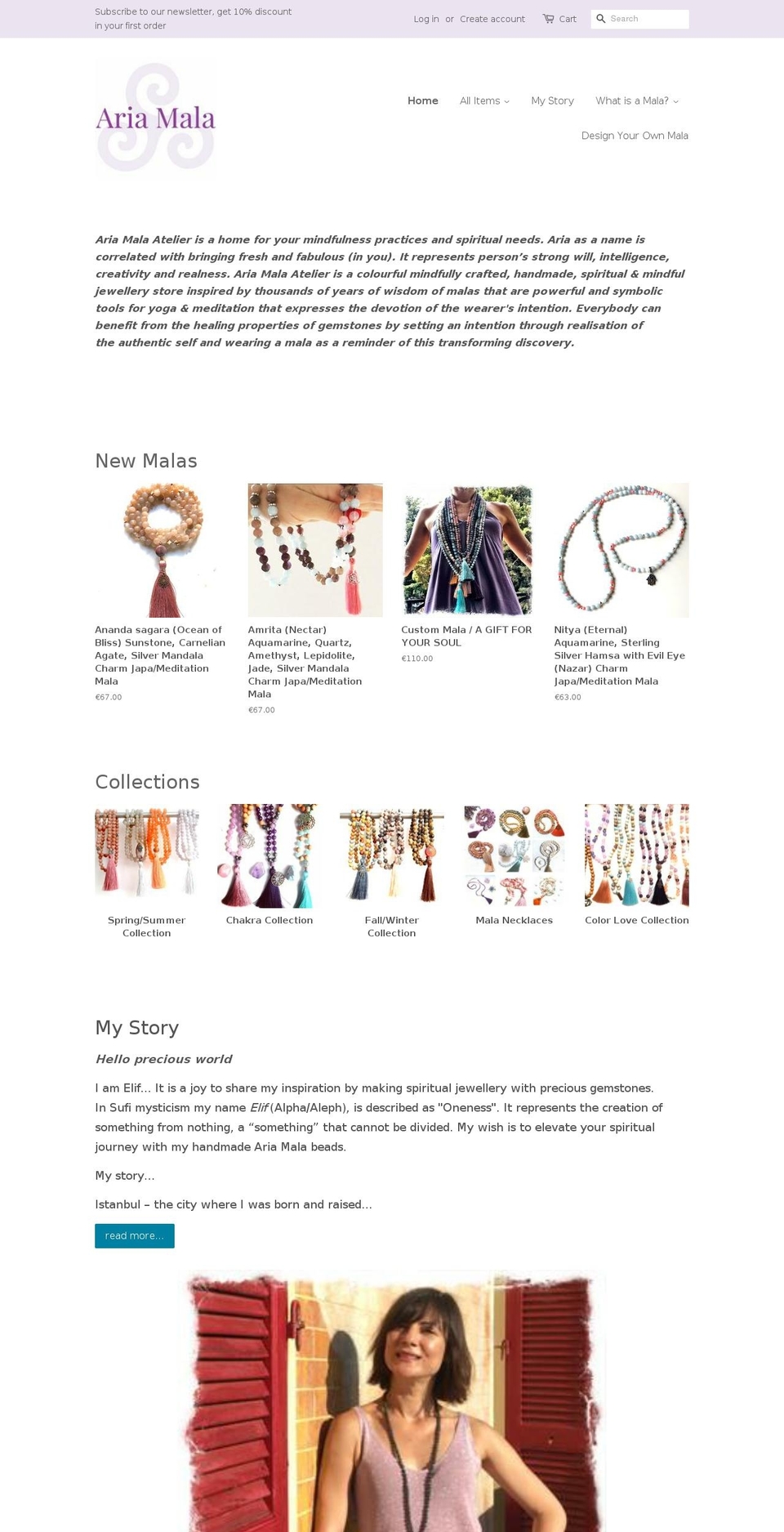 ariamalaatelier.com — Shopify storefront screenshot