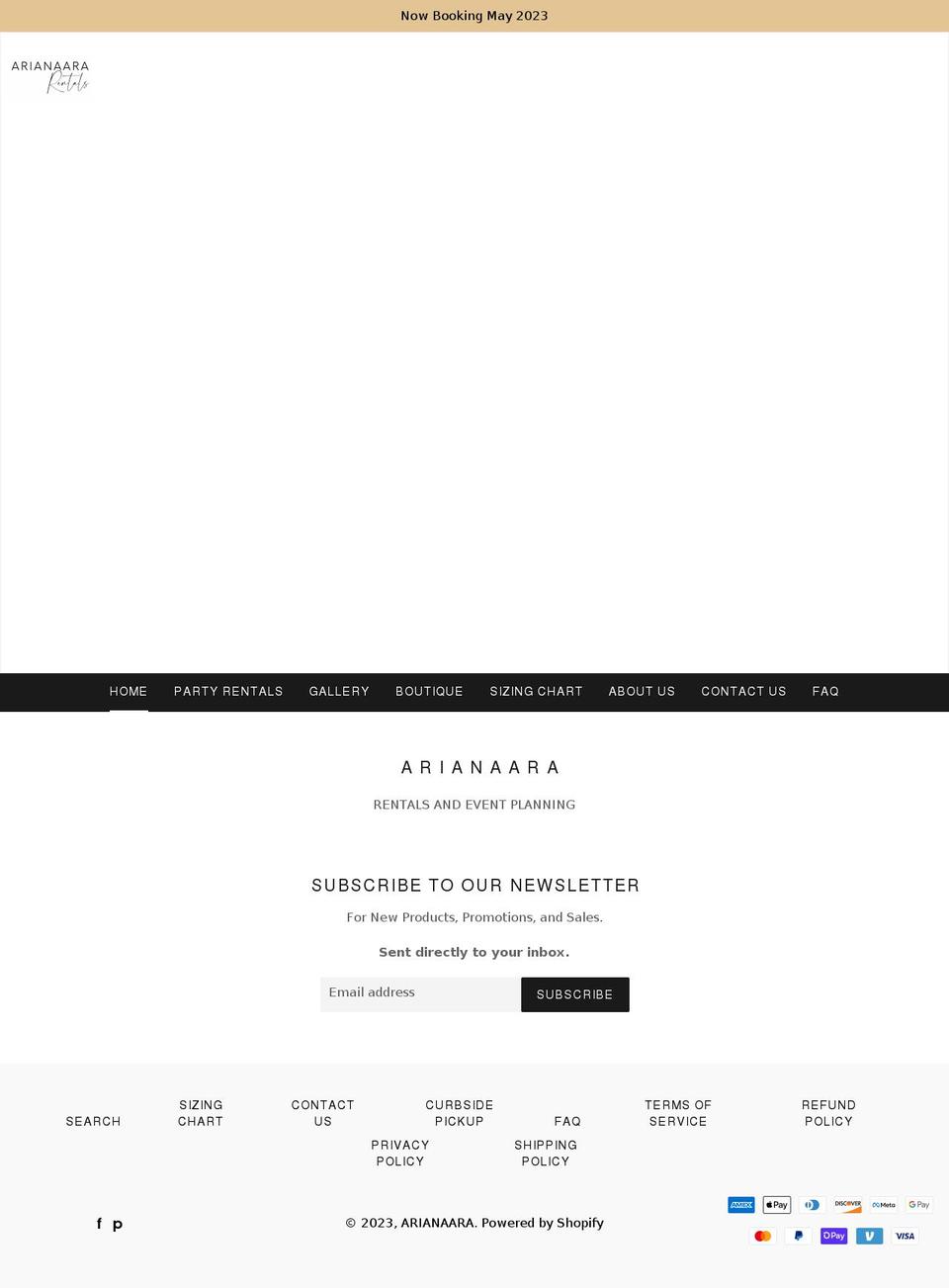 arianaara.com shopify website screenshot