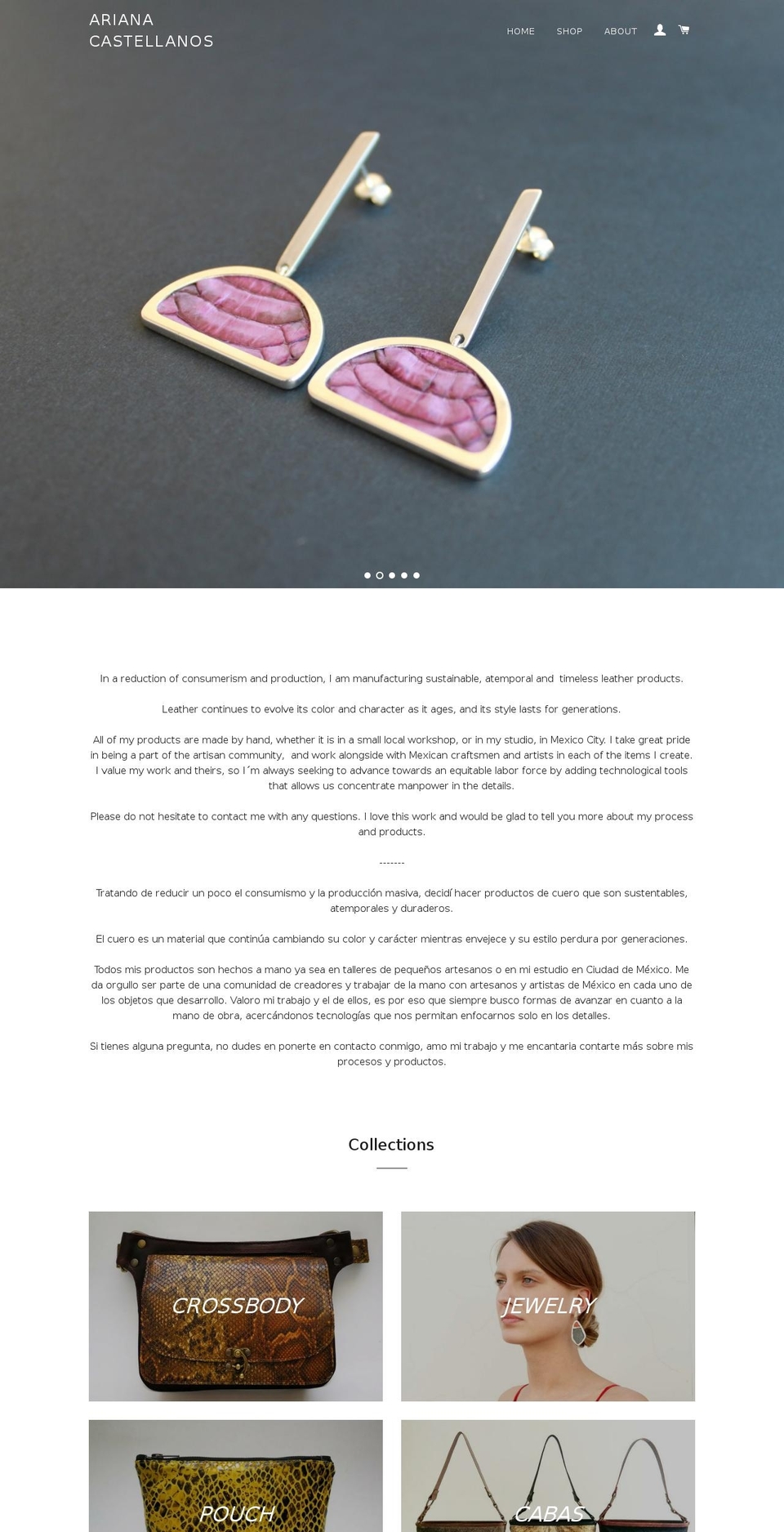 arianacastellanos.com — Shopify storefront screenshot