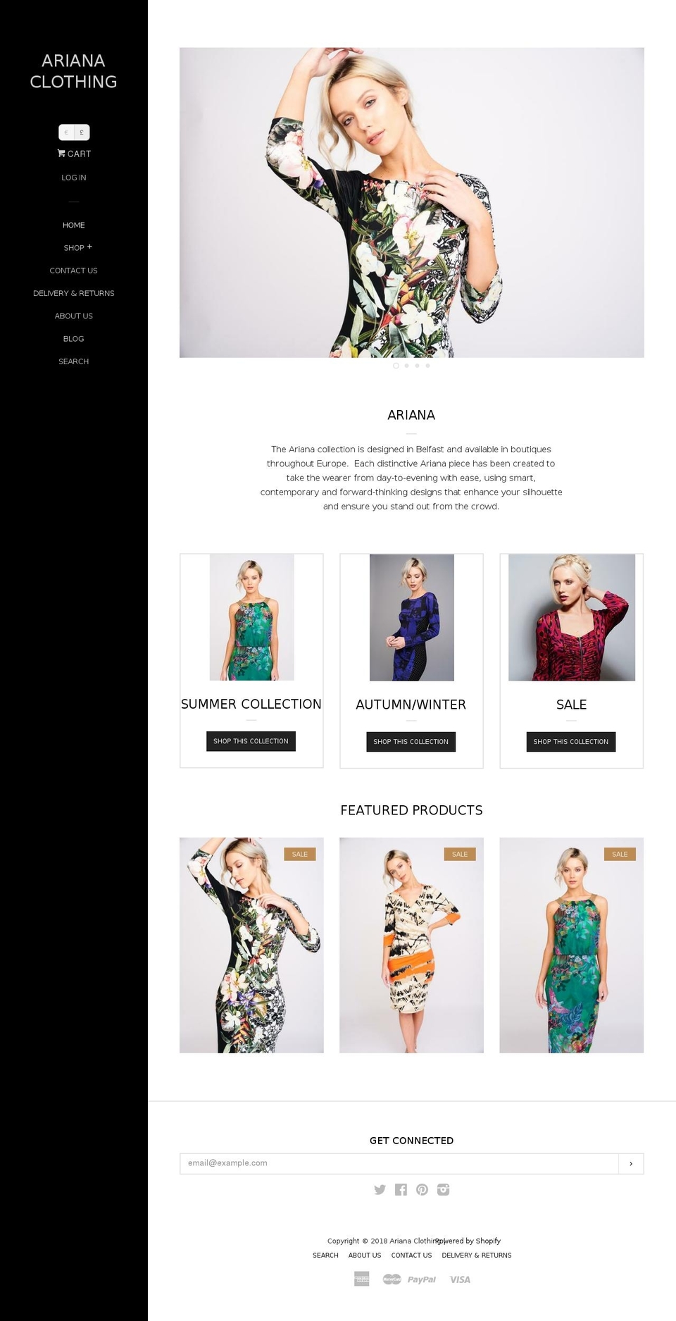 arianadresses.com — Shopify storefront screenshot