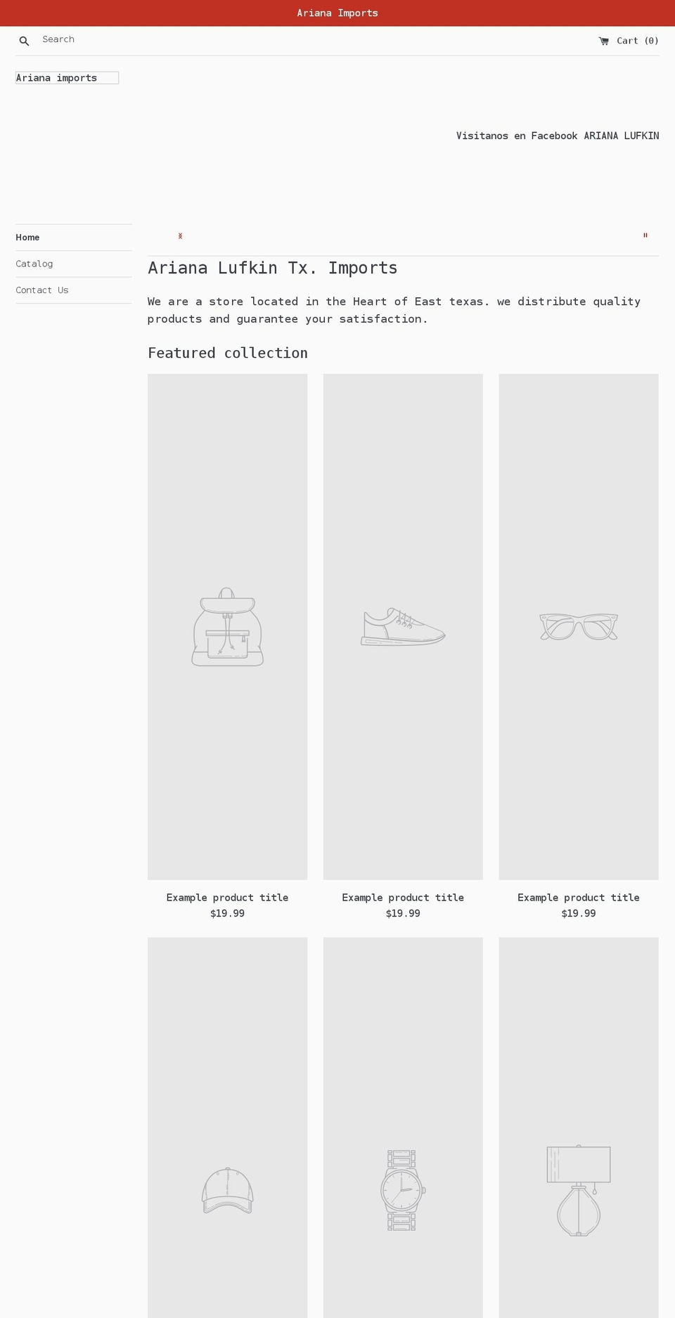 arianaimports.com shopify website screenshot