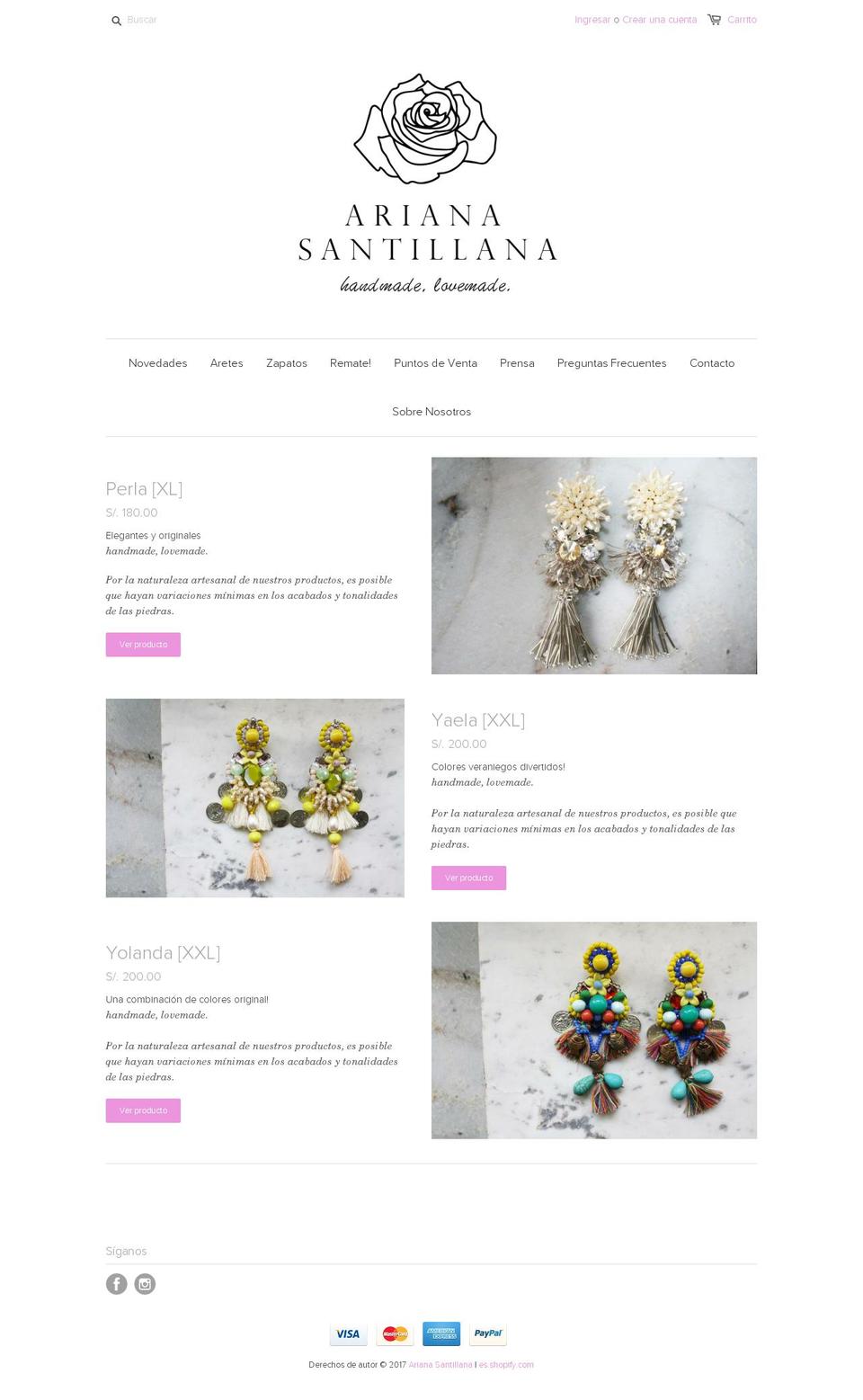 arianasantillana.com shopify website screenshot