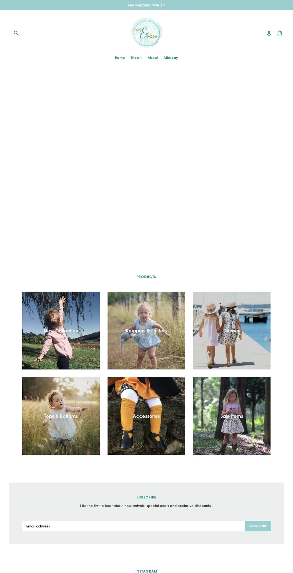 ariandmae.com — Shopify storefront screenshot