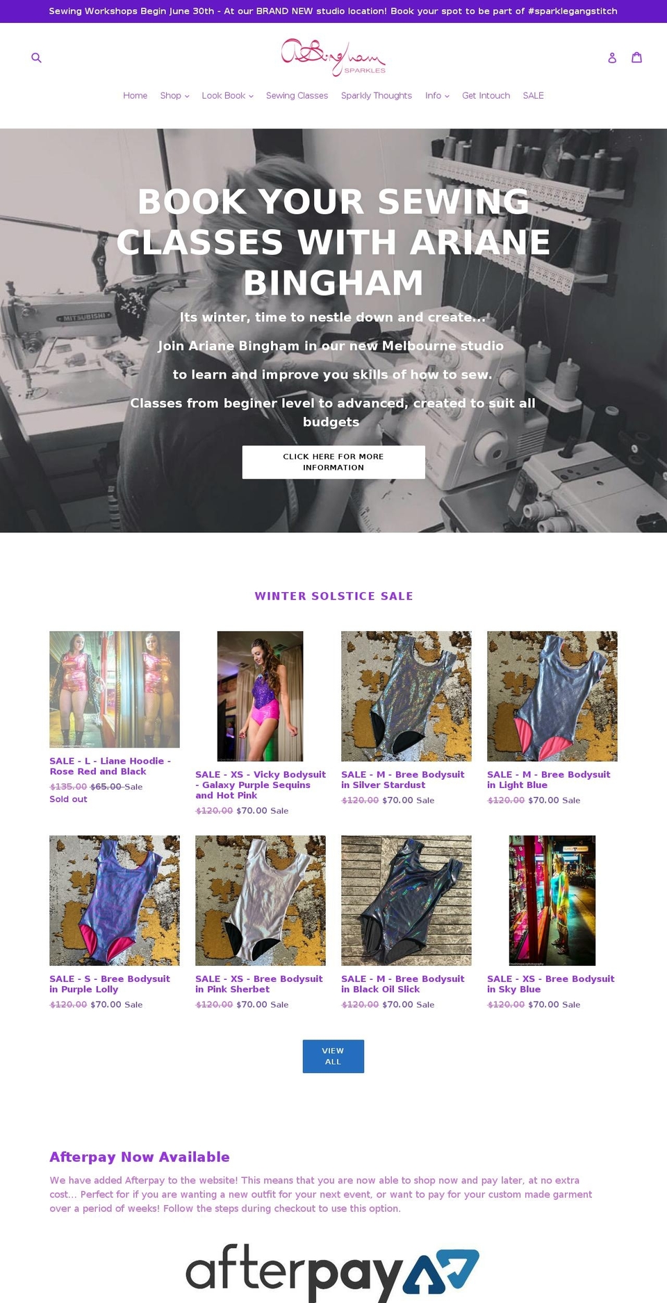 arianebingham.com — Shopify storefront screenshot