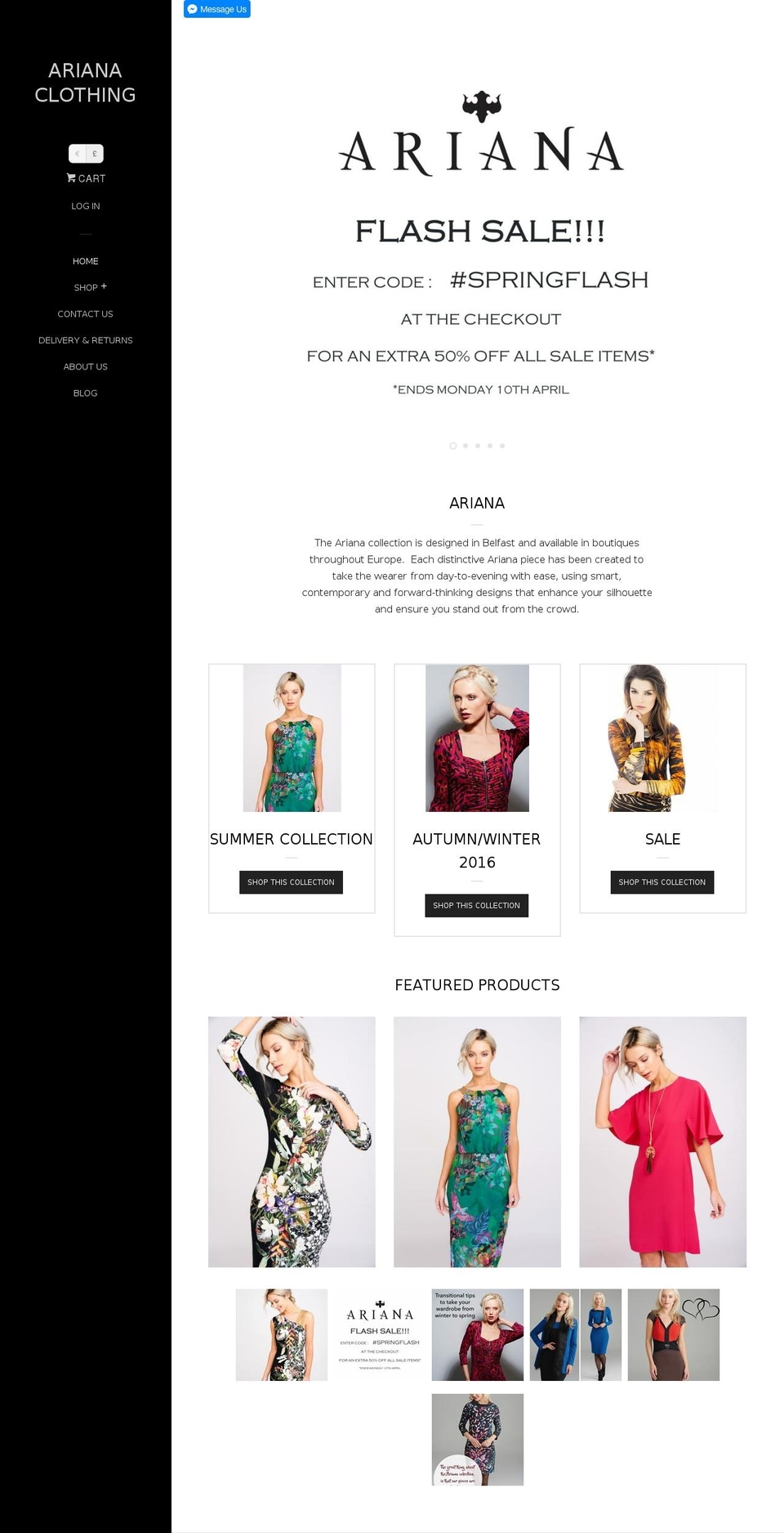 arianna-clothing.com shopify website screenshot