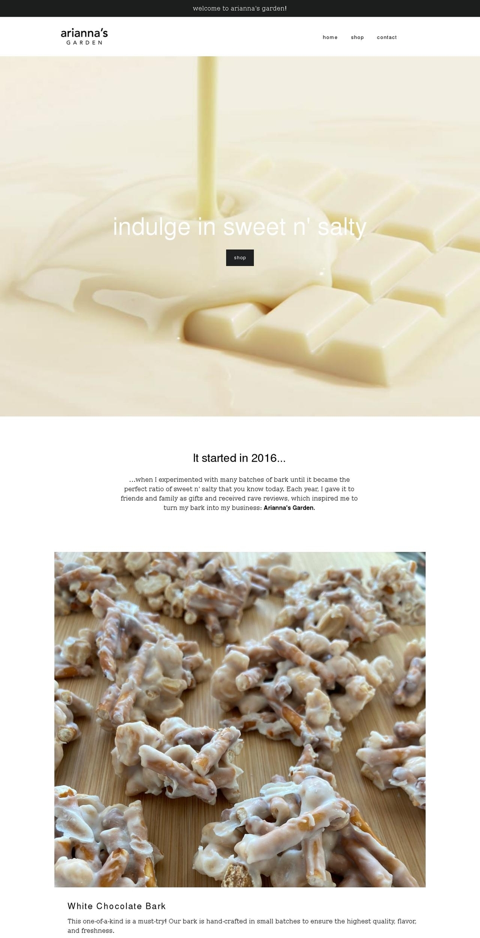 ariannasgarden.com shopify website screenshot
