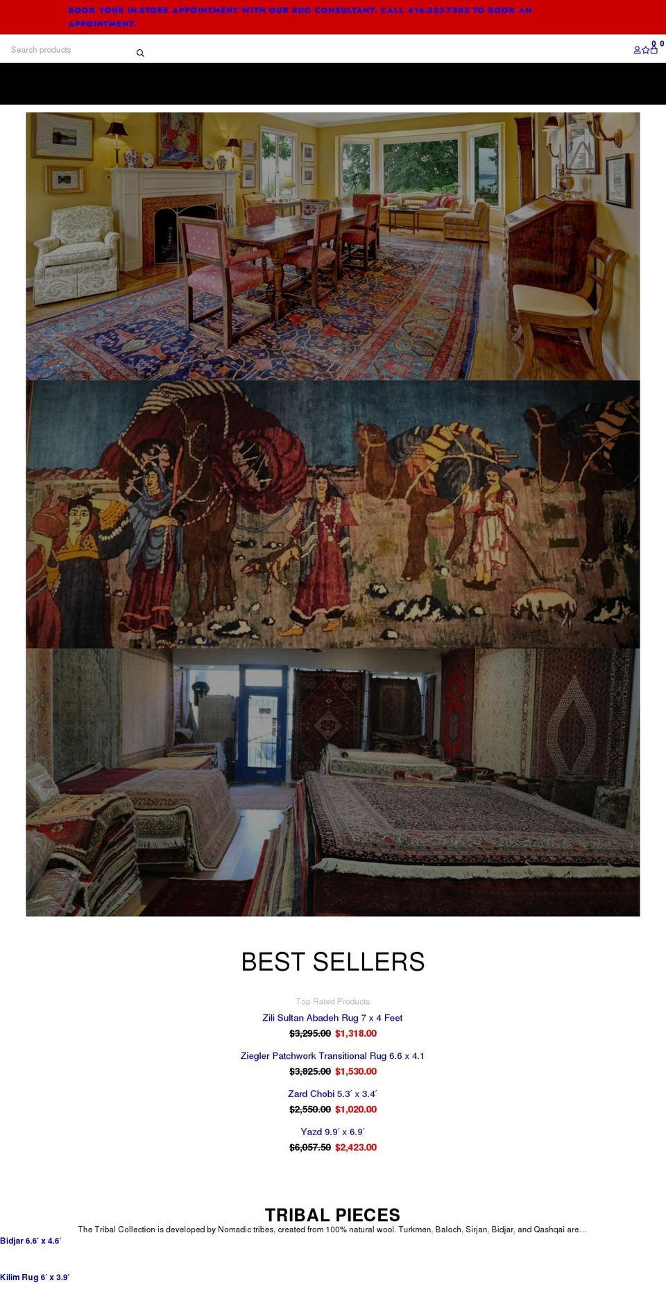 arianrugs.com shopify website screenshot