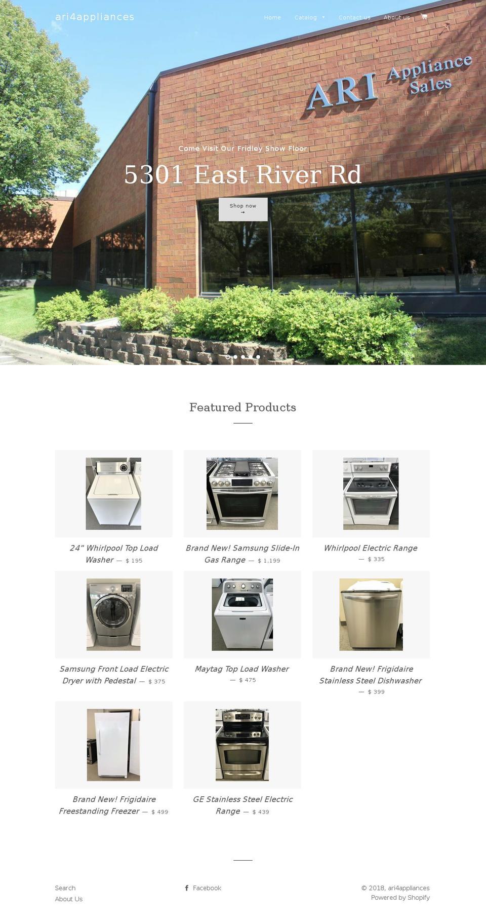 ariappliancesales.com — Shopify storefront screenshot