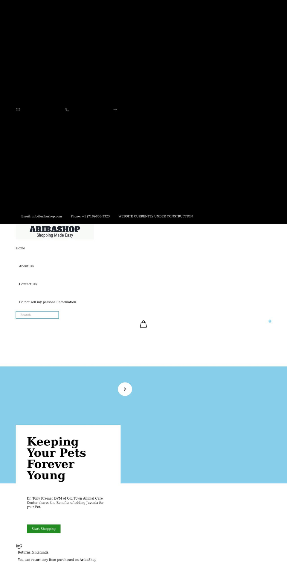 aribashop.com shopify website screenshot
