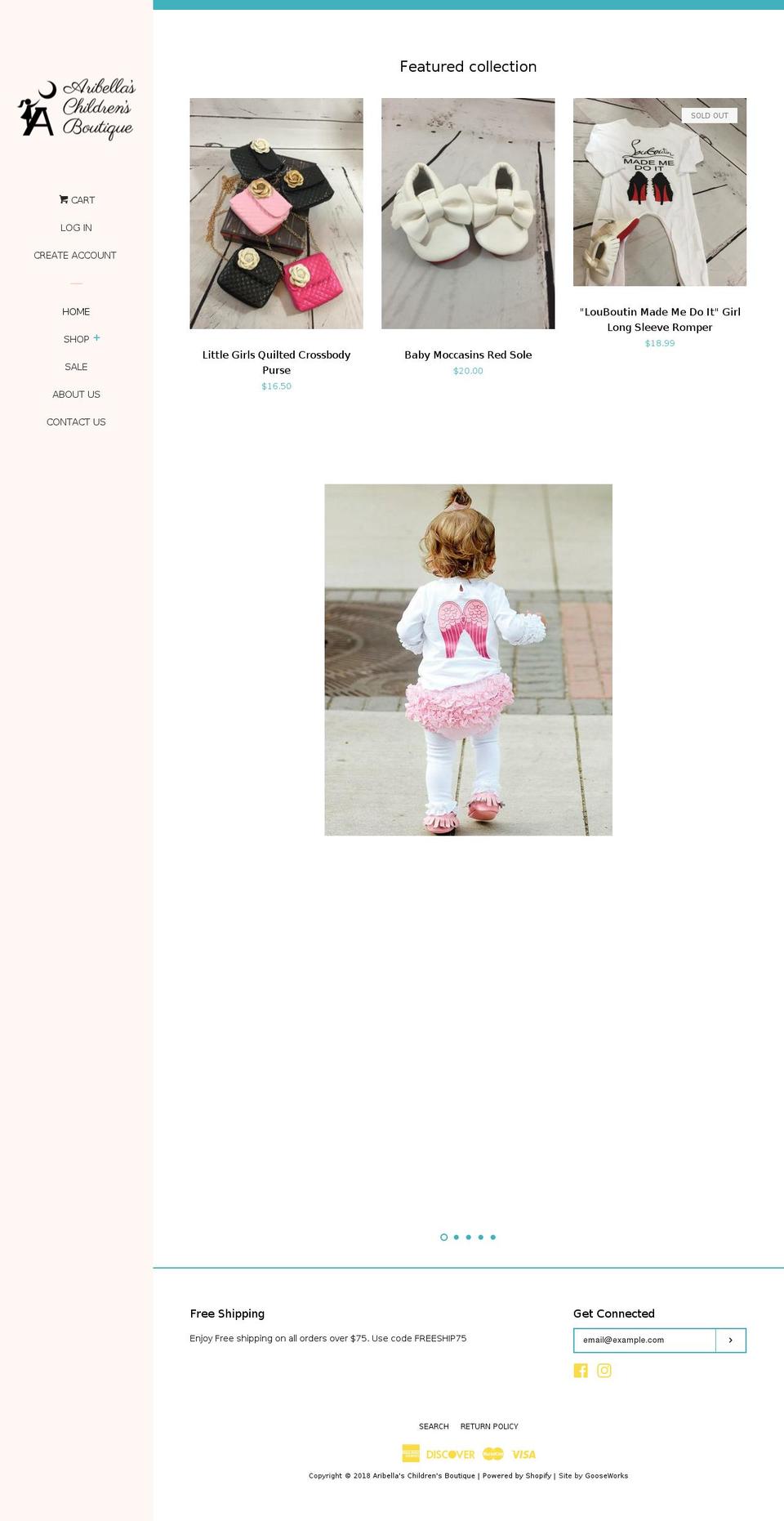 aribellaschildrensboutique.com — Shopify storefront screenshot