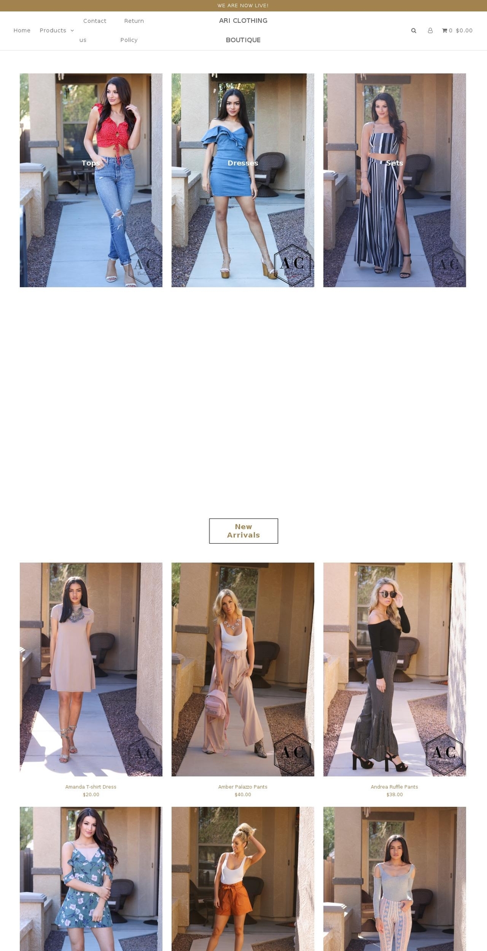 ariclothingboutique.com — Shopify storefront screenshot
