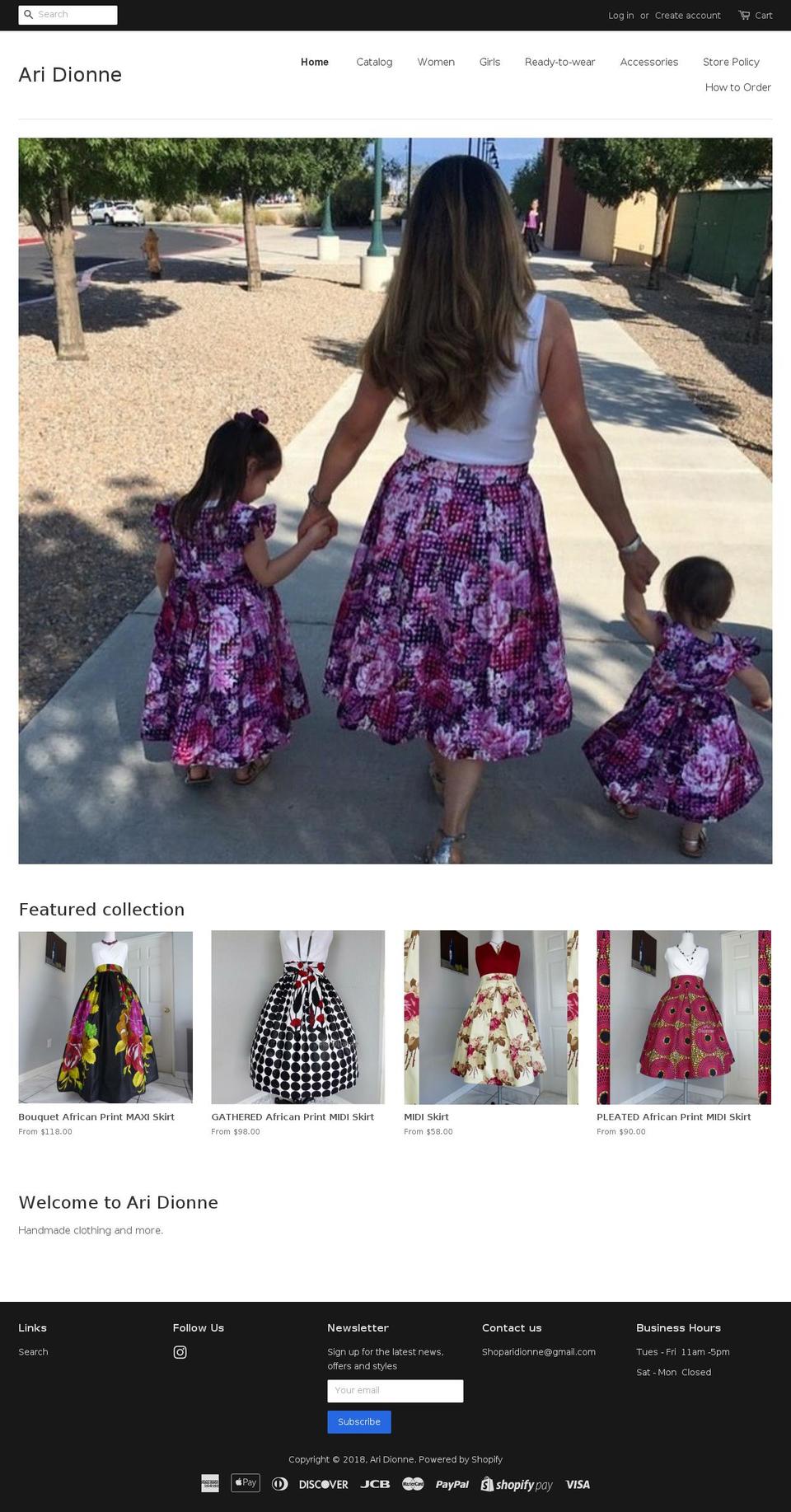 aridionne.com — Shopify storefront screenshot