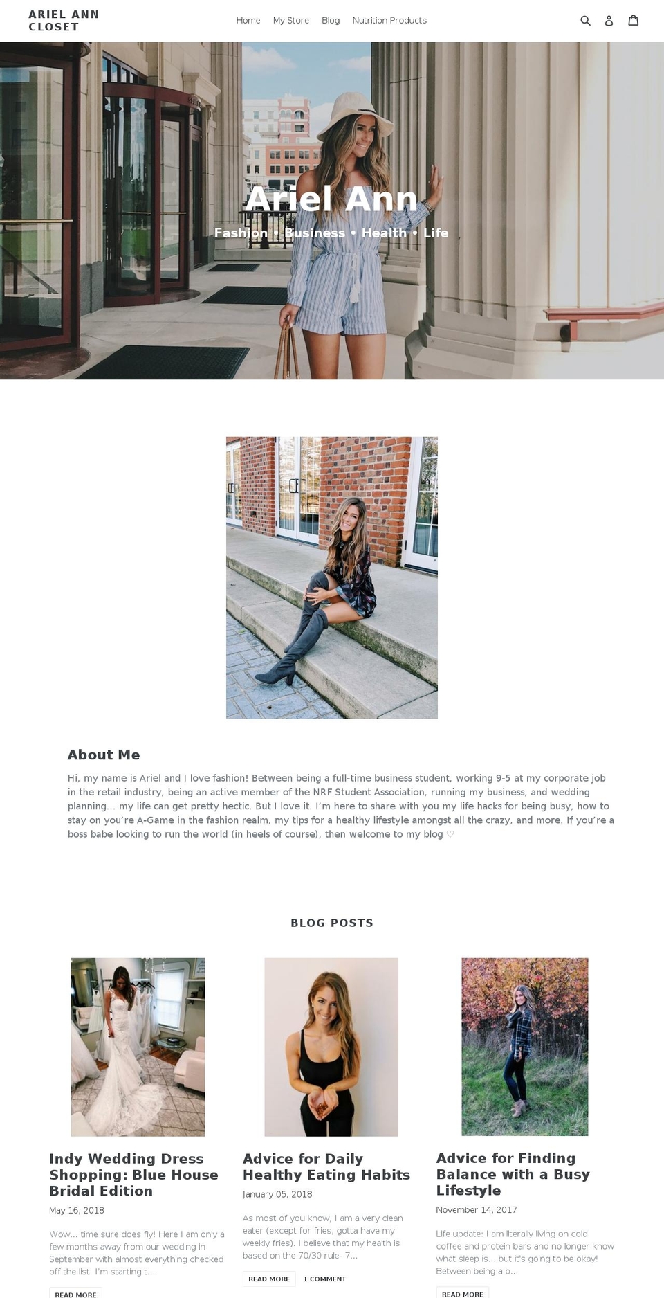 arielann.com — Shopify storefront screenshot