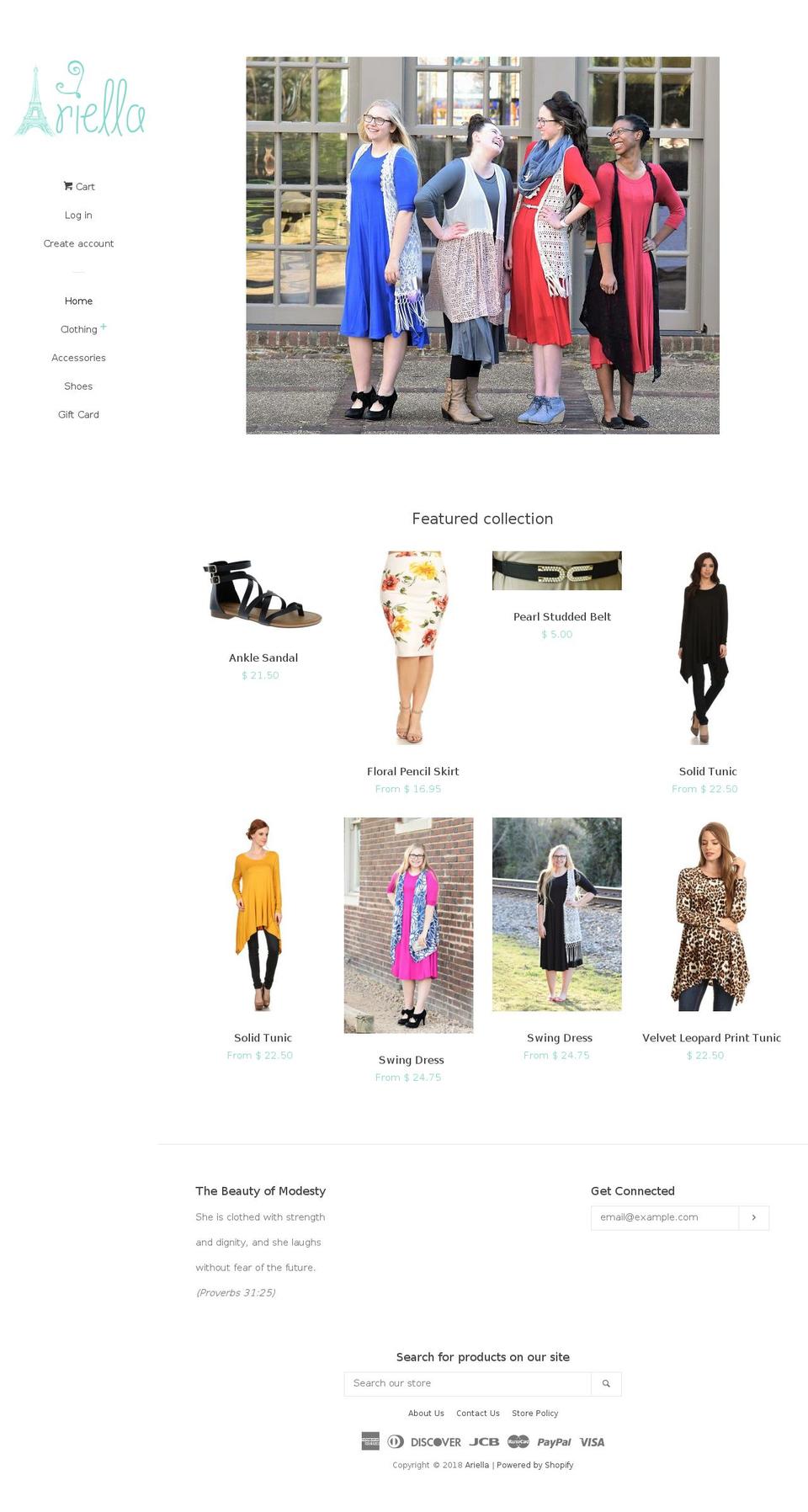 ariellafash.com — Shopify storefront screenshot