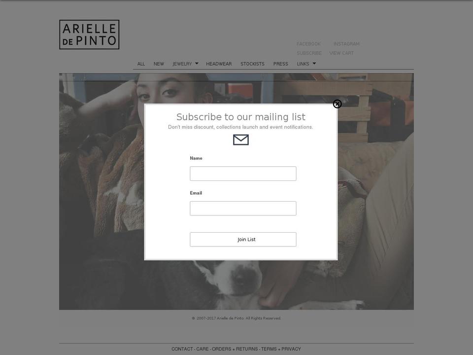 arielledepinto.com shopify website screenshot