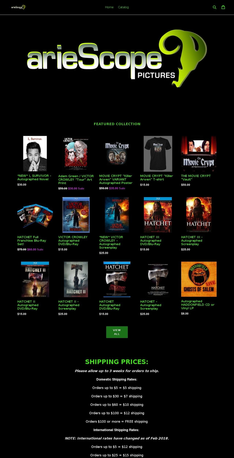 ariescope-pictures.myshopify.com shopify website screenshot