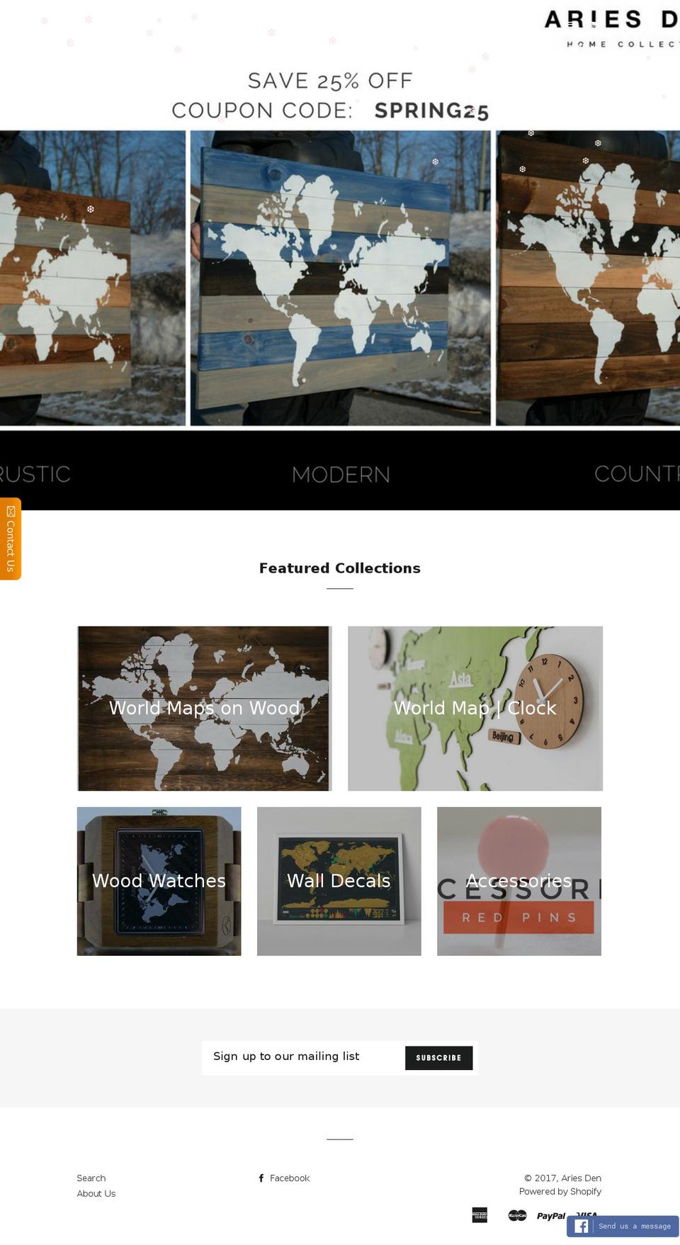 archive Shopify theme site example ariesden.com