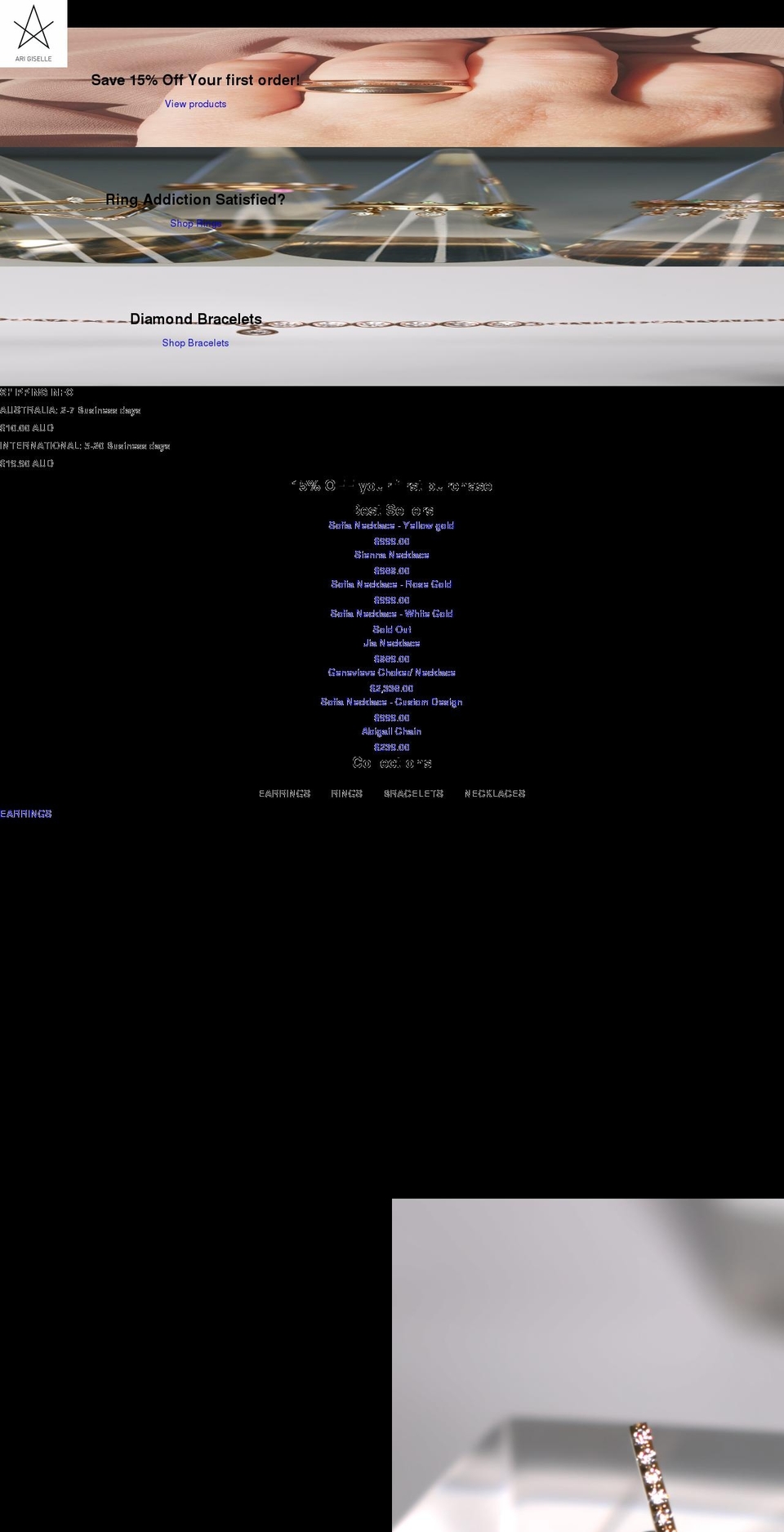 arigiselle.com shopify website screenshot