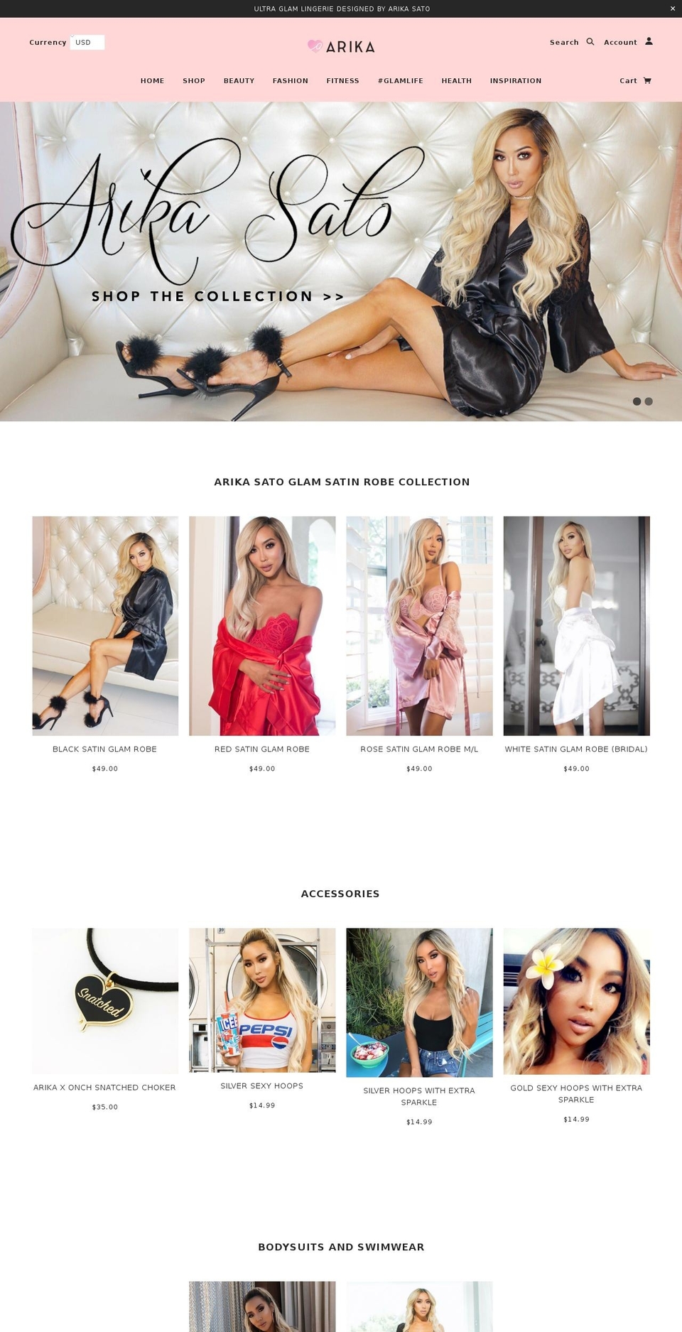 arikasato.com shopify website screenshot