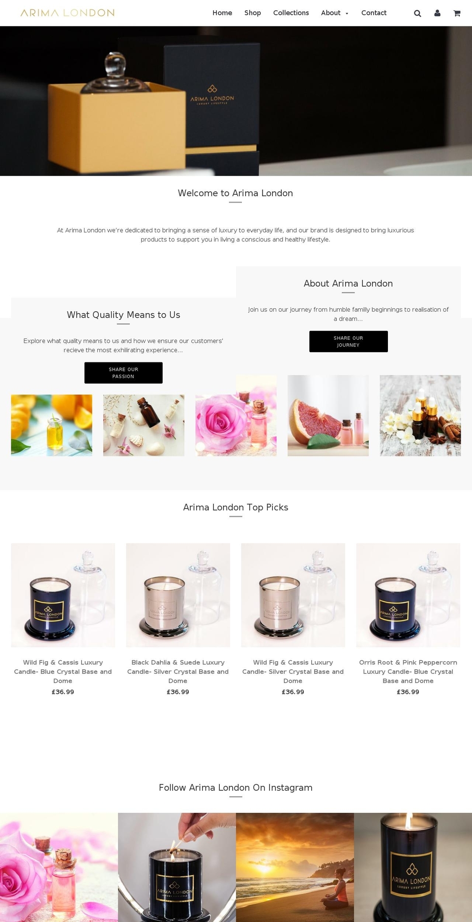 arimalondon.com — Shopify storefront screenshot