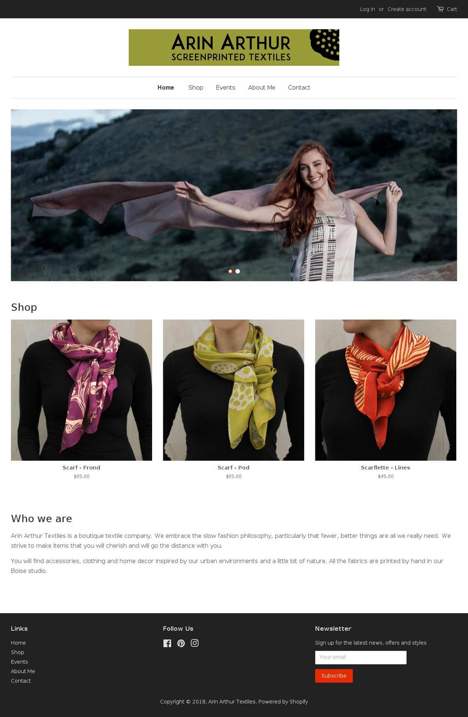 arinarthur.net shopify website screenshot