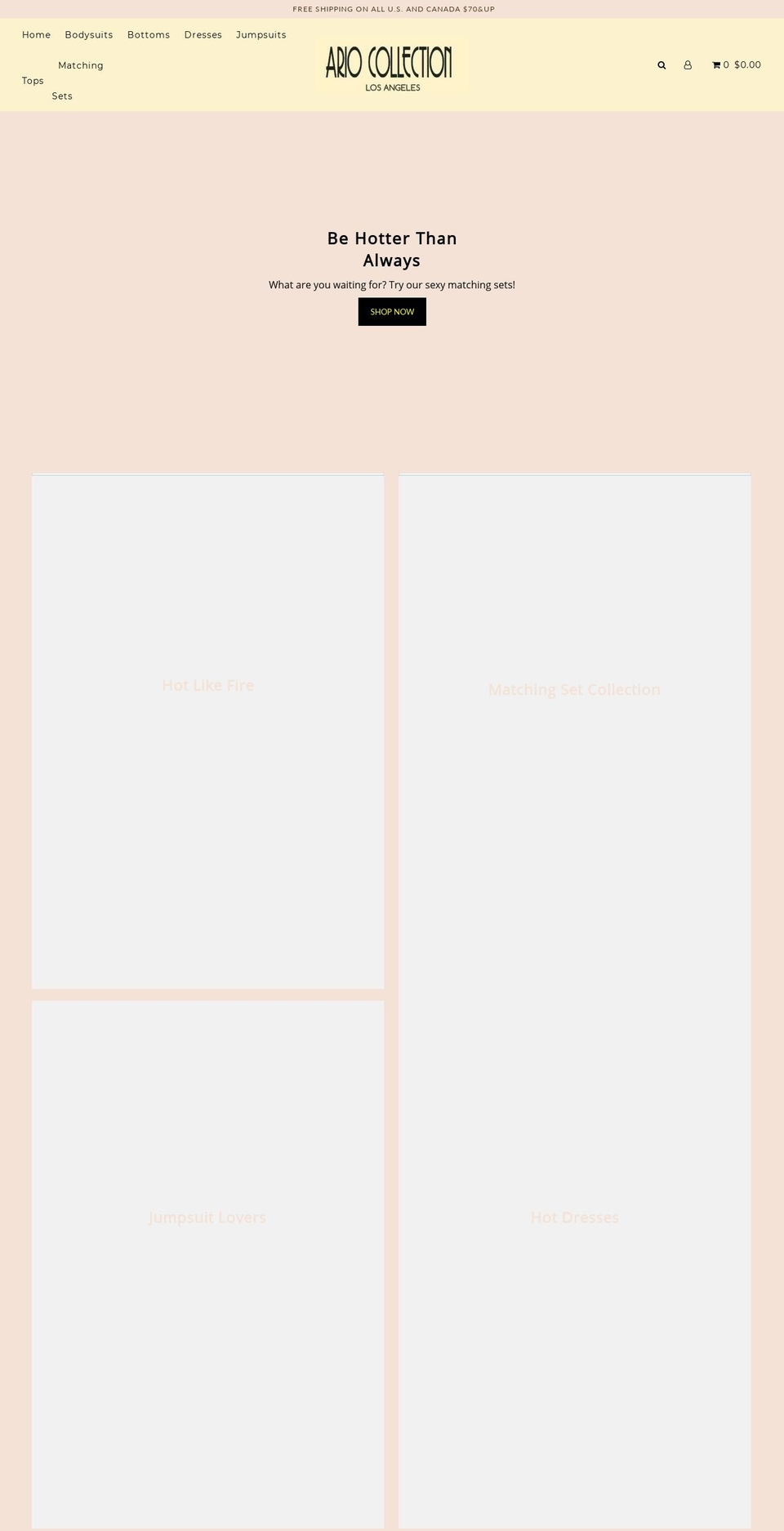 ariocollection.com shopify website screenshot