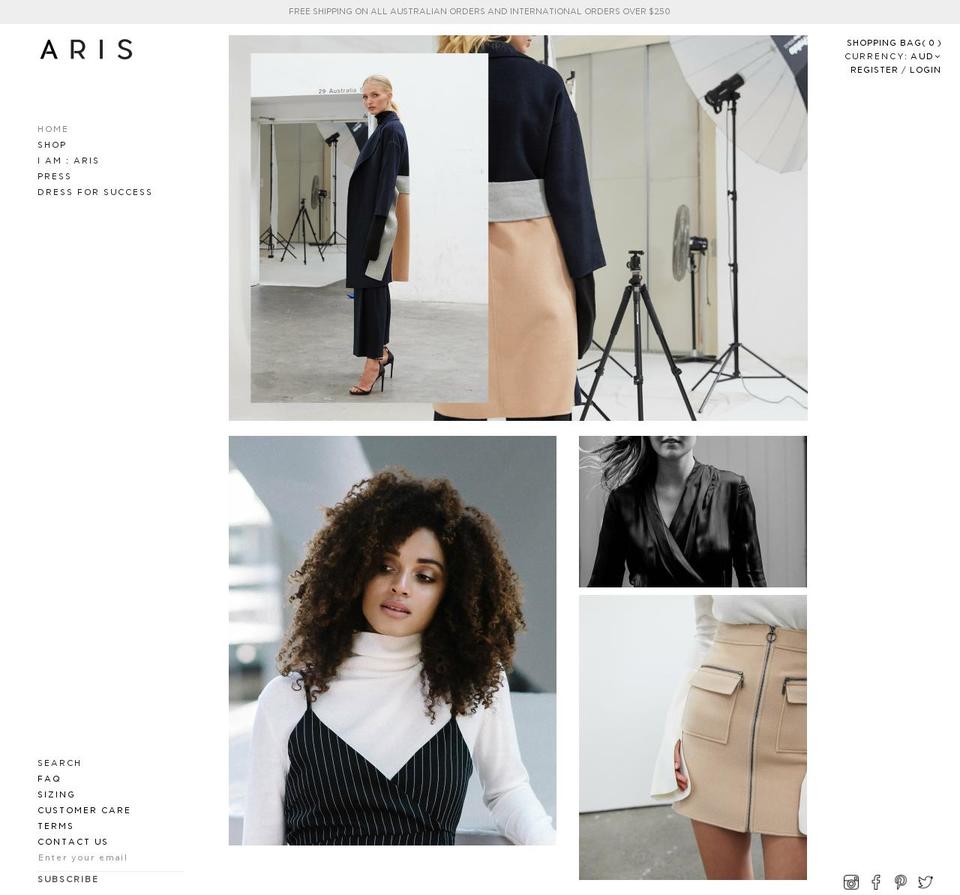 aris.shop shopify website screenshot