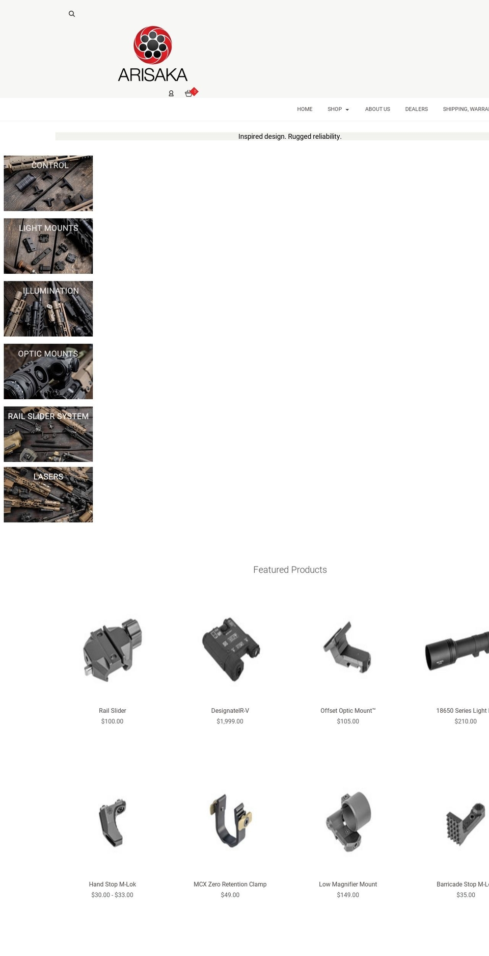 arisakadefence.com — Shopify storefront screenshot
