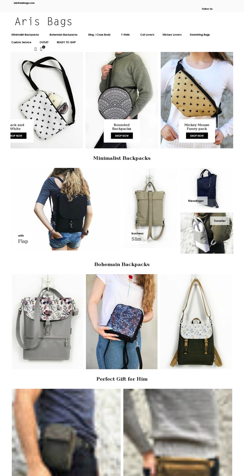 arisbags.com shopify website screenshot