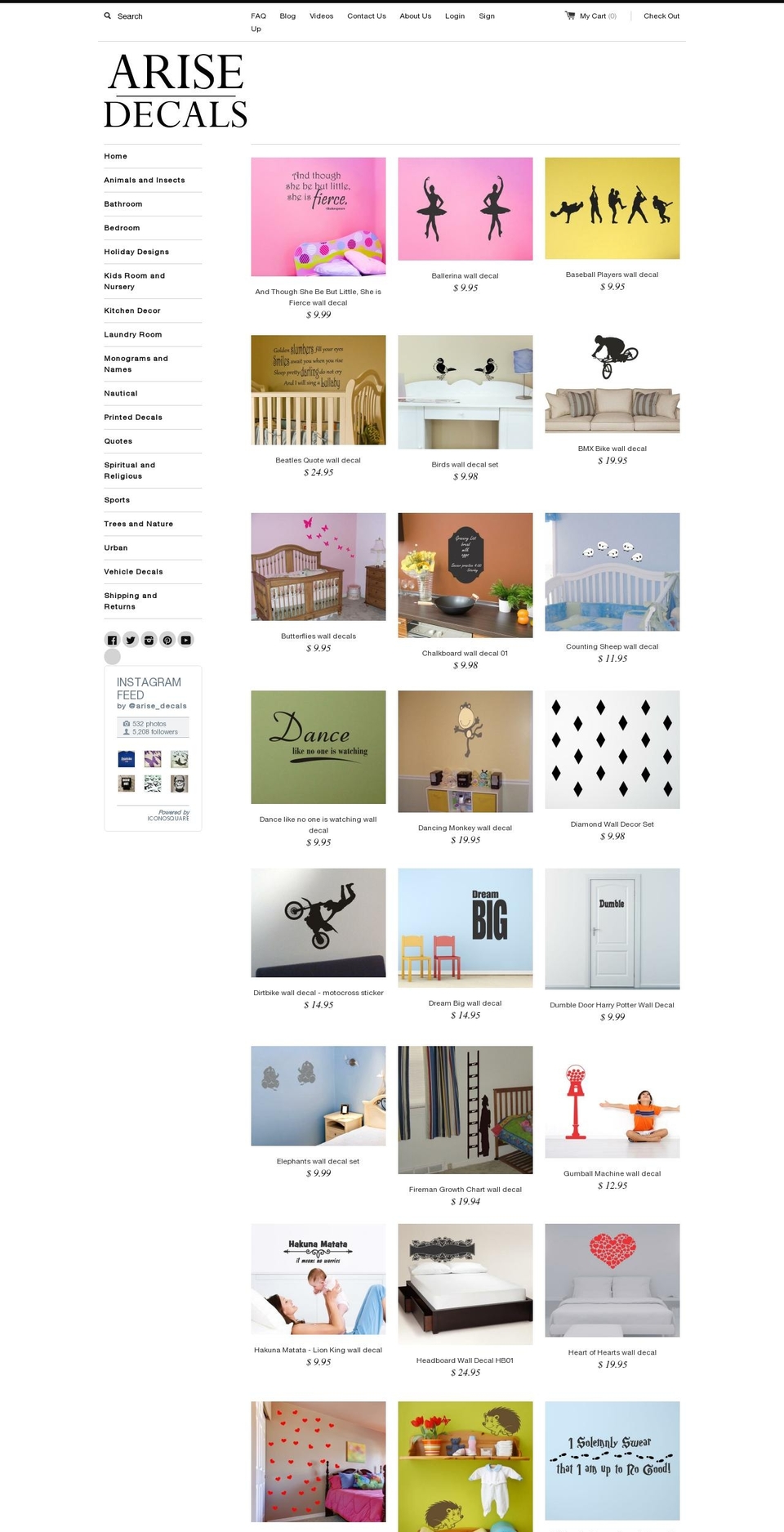 arisedecals.com shopify website screenshot