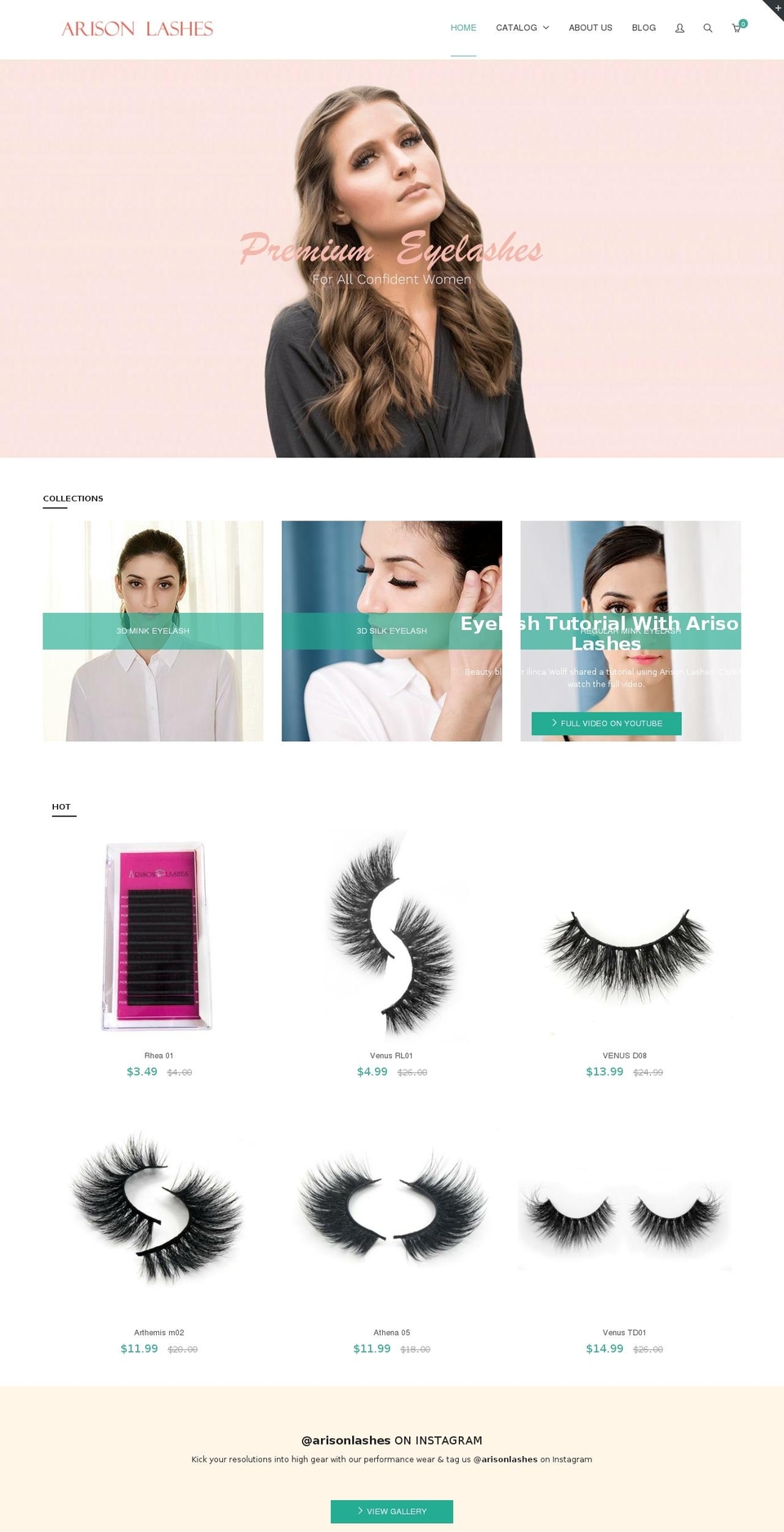 arisonlashes.com — Shopify storefront screenshot