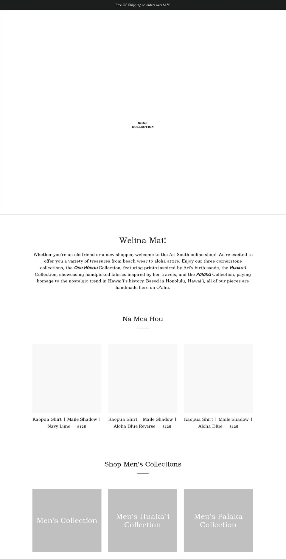 arisouth.com — Shopify storefront screenshot