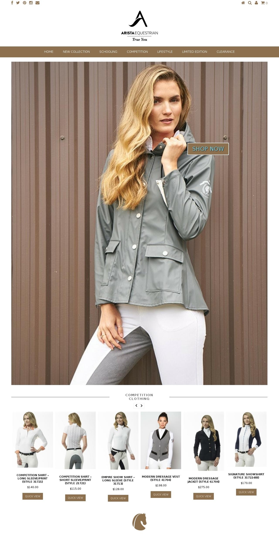 aristaequestrian.com shopify website screenshot