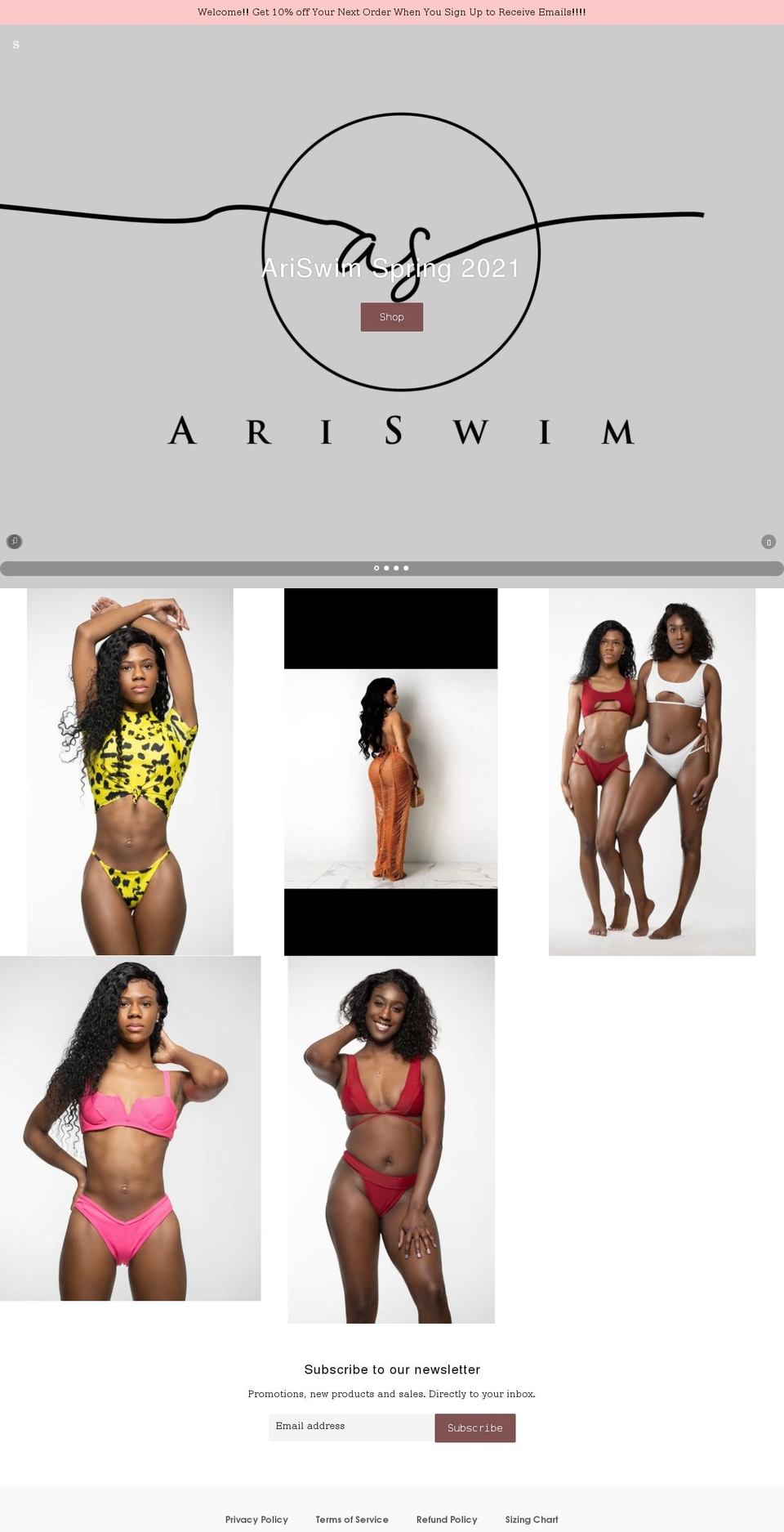 ariswimllc.com shopify website screenshot