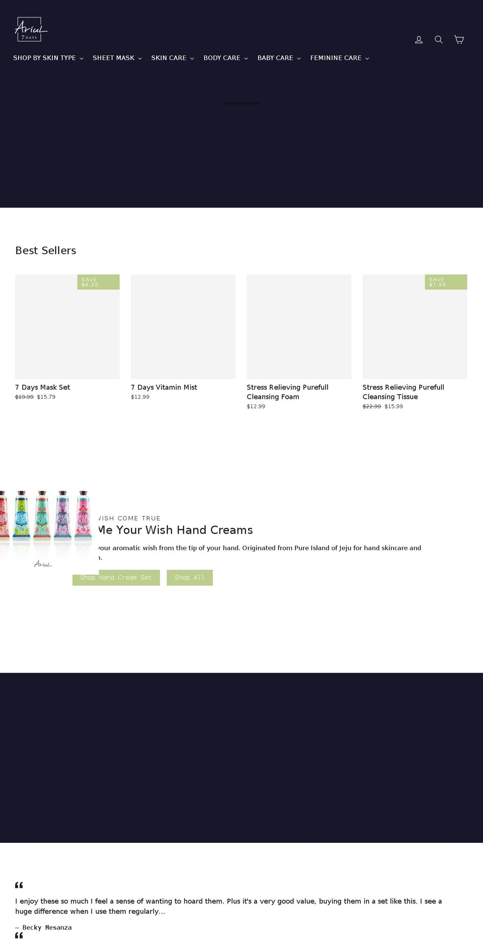 ariul7days.com — Shopify storefront screenshot