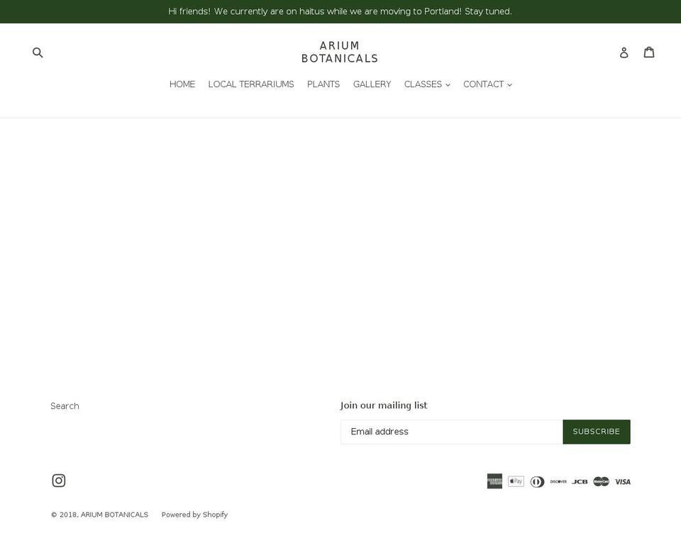 ariumbotanicals.com shopify website screenshot
