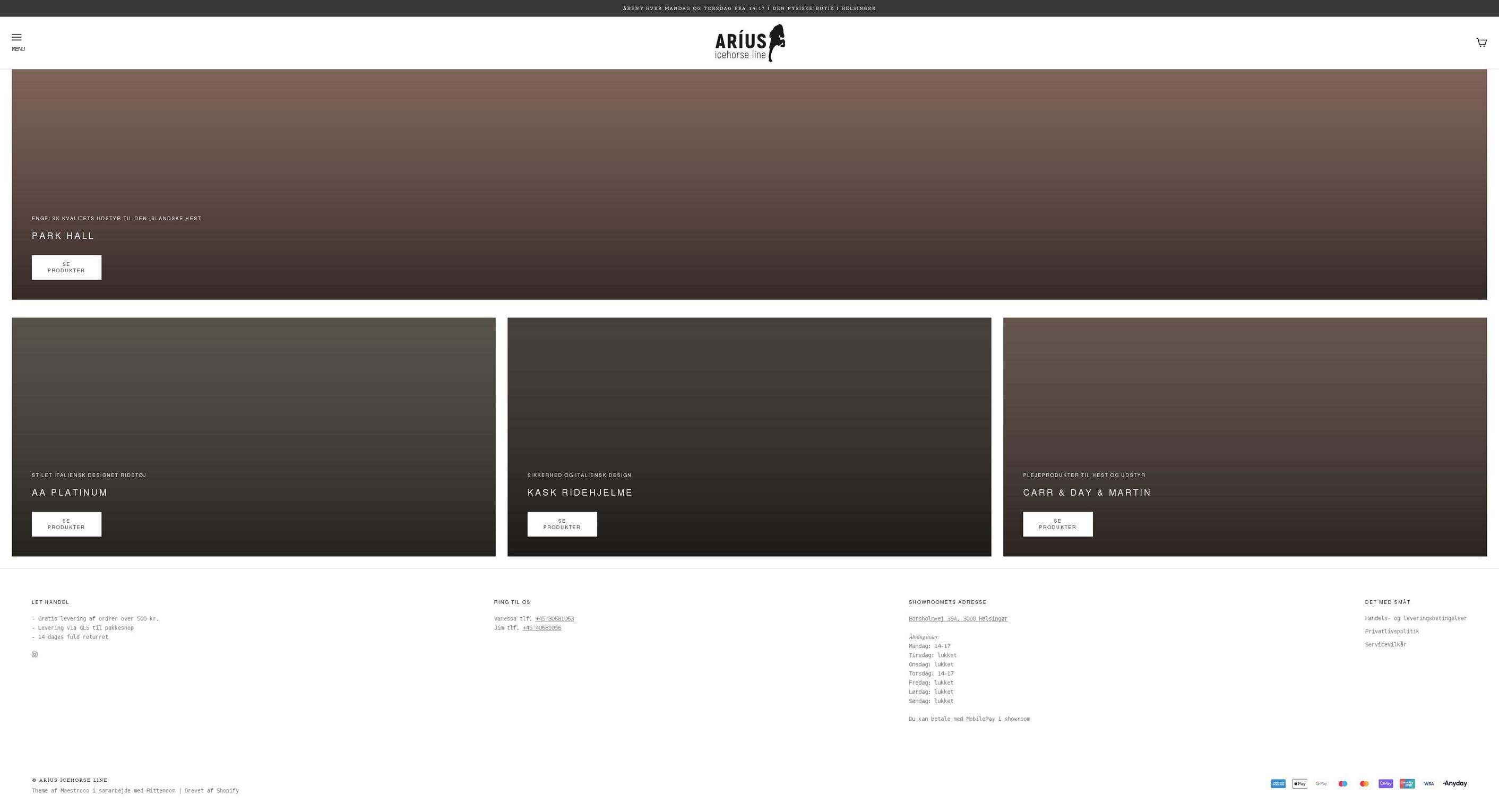 arius.dk shopify website screenshot