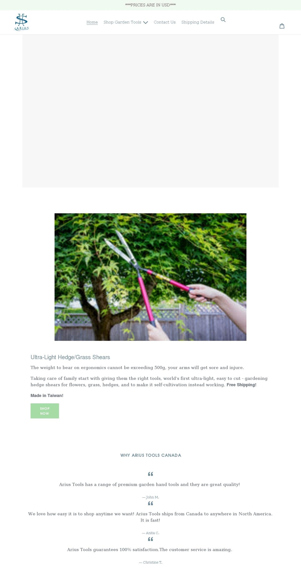 ariuscanada.com shopify website screenshot