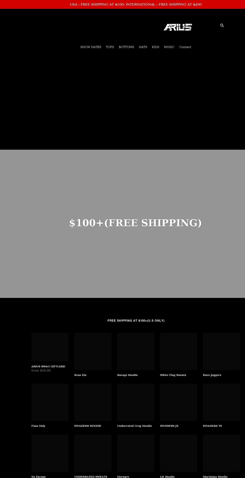 ariusofficial.com shopify website screenshot