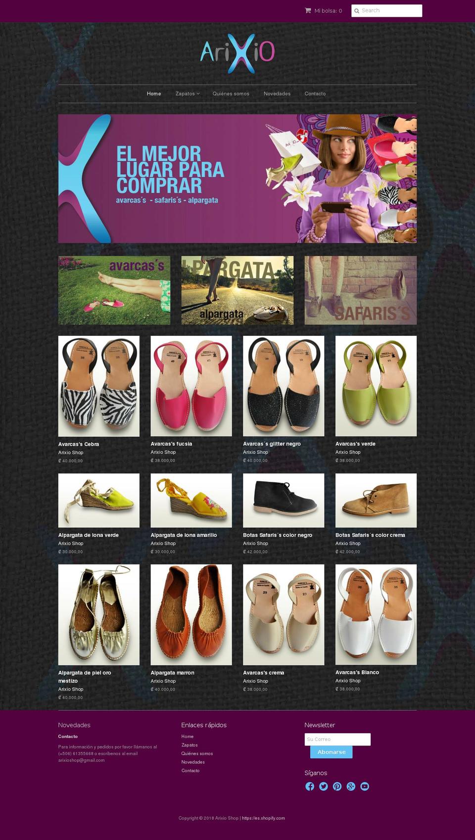 arixioshop.com — Shopify storefront screenshot