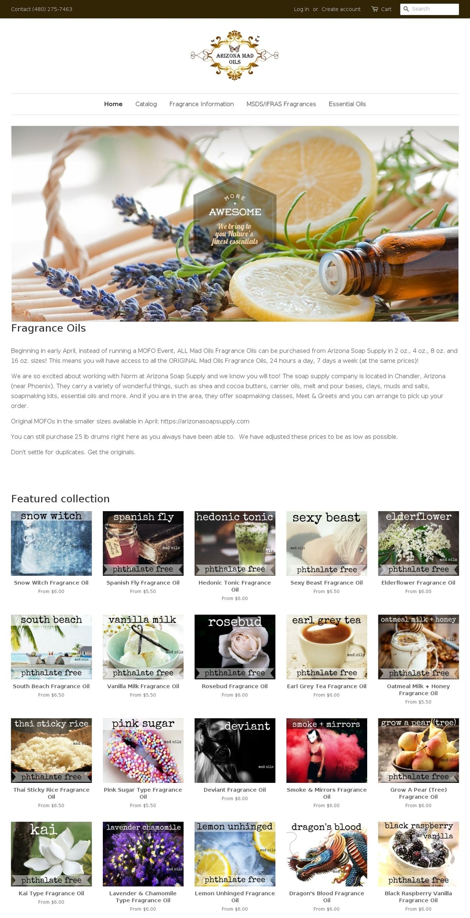arizona-mad-oils.com shopify website screenshot