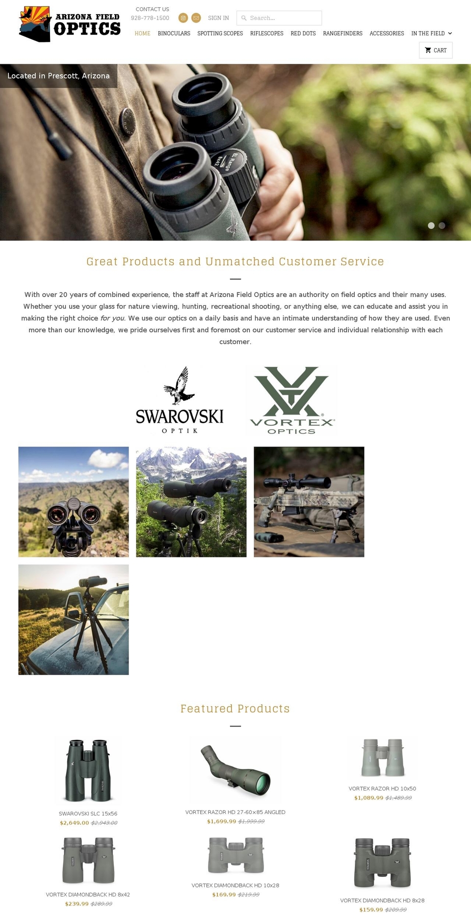arizonafieldoptics.com — Shopify storefront screenshot