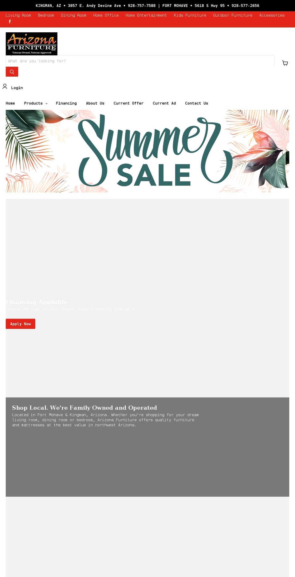 arizonafurnitureonline.com shopify website screenshot