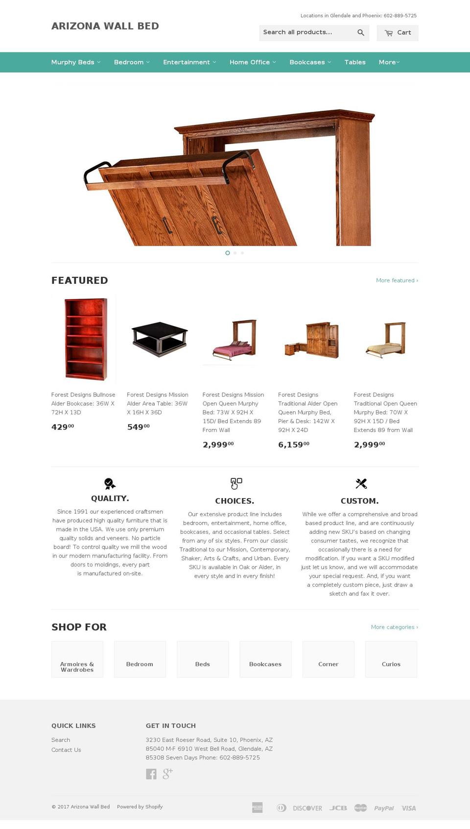 arizonawallbed.com shopify website screenshot